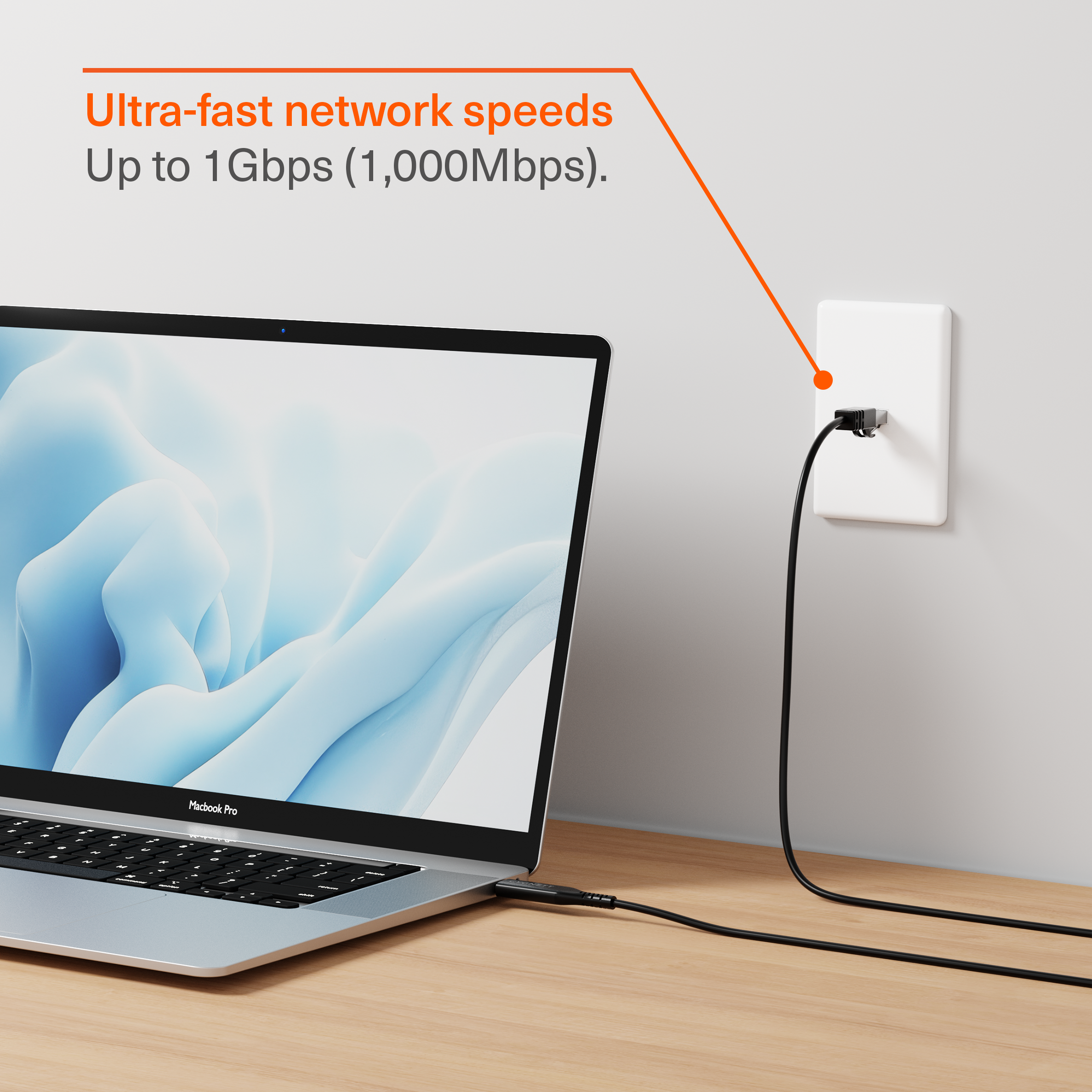 USB-C to RJ45 Gigabit Ethernet Cable - 5m