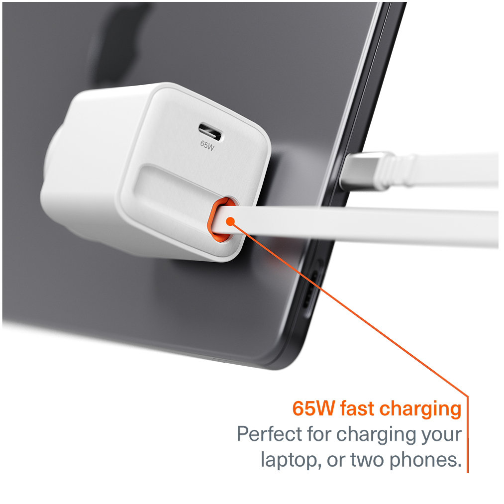 65W USB-C GaN Wall Charger with Retractable Cable