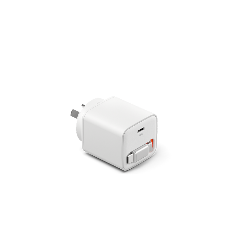65W USB-C GaN Wall Charger with Retractable Cable