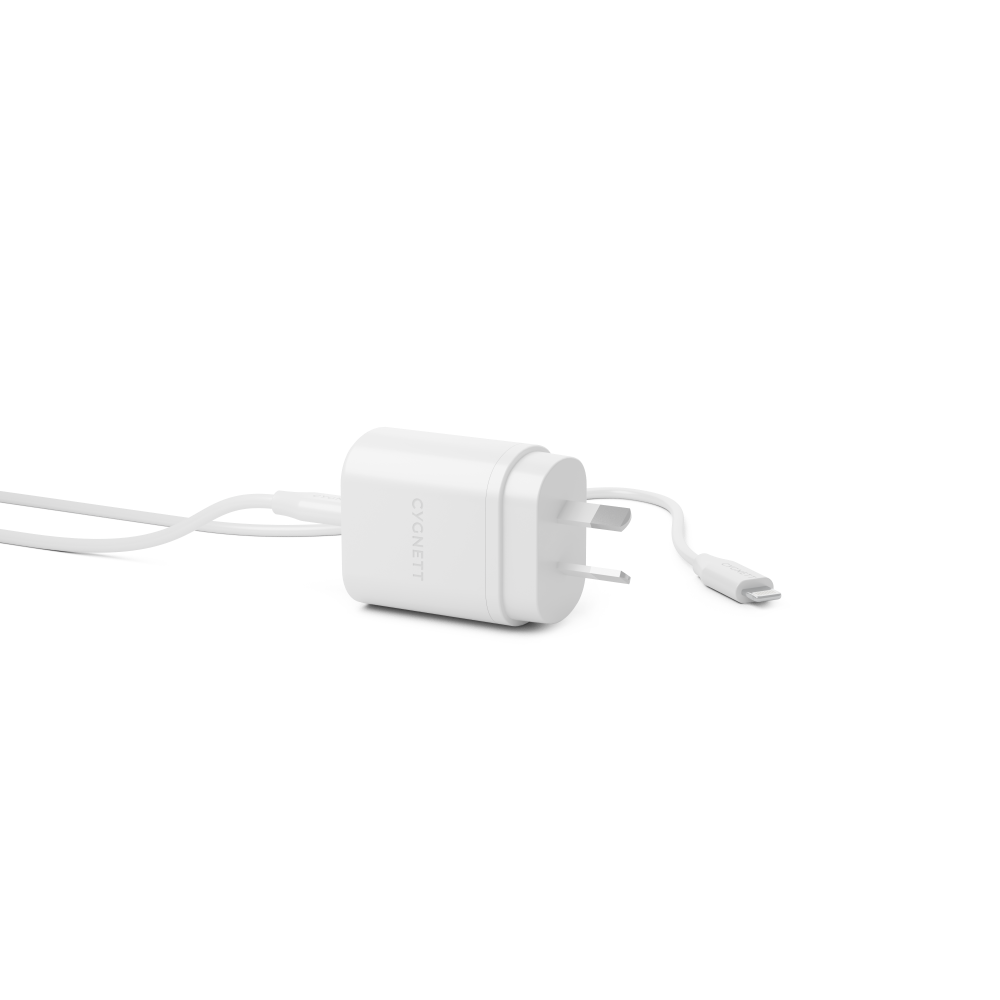 20W USB-C Wall Charger + 1.2M Lightning to USB-C Cable - Cygnett (AU)