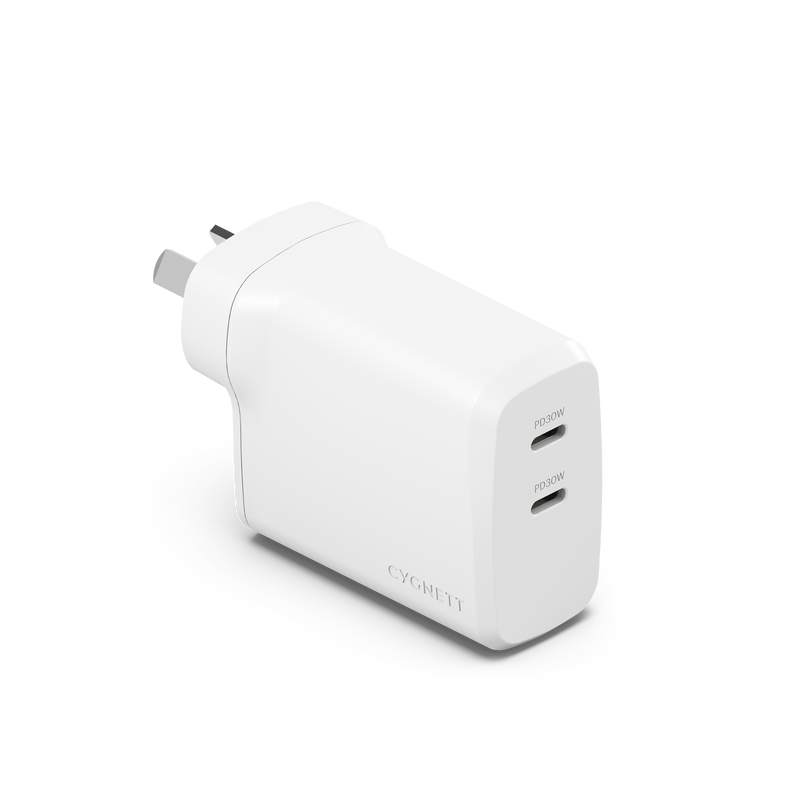 60W Dual USB-C Wall Charger – White - Cygnett (AU)