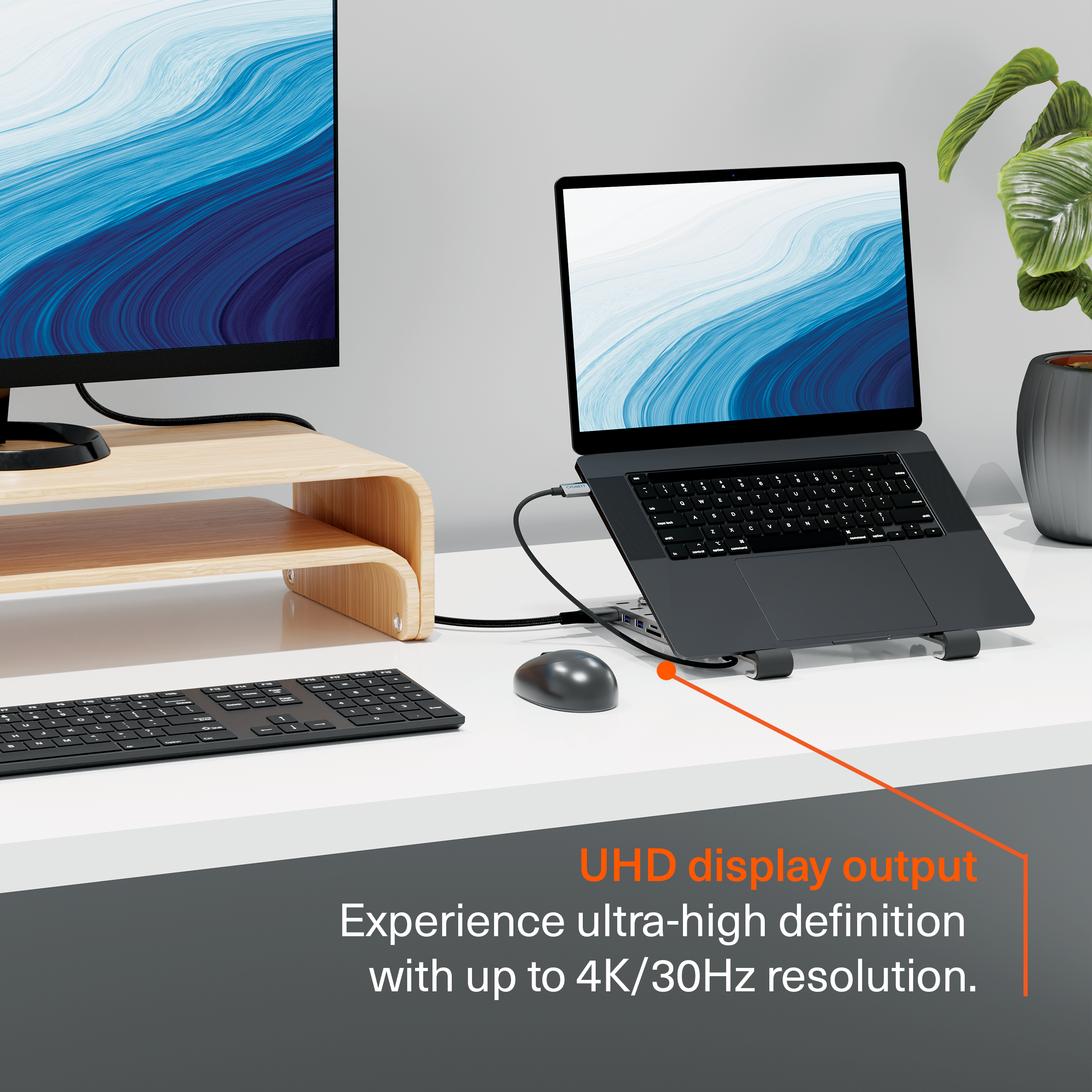 7-in-1 Hub with Folding Laptop Riser (Single HDMI) - Cygnett (AU)