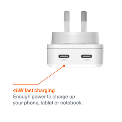 45W Dual USB-C GaN Slim Wall Charger
