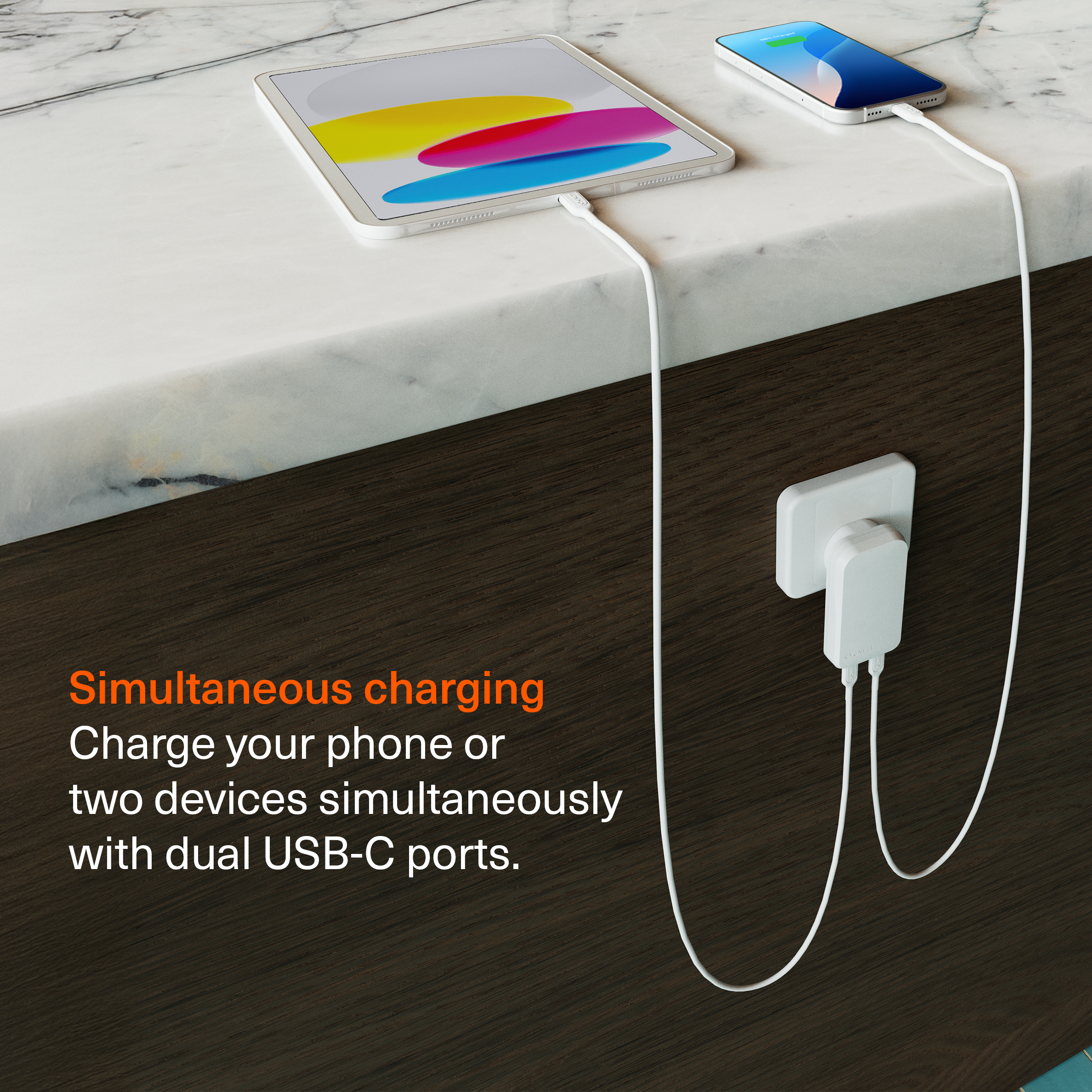 45W Dual USB-C GaN Slim Wall Charger