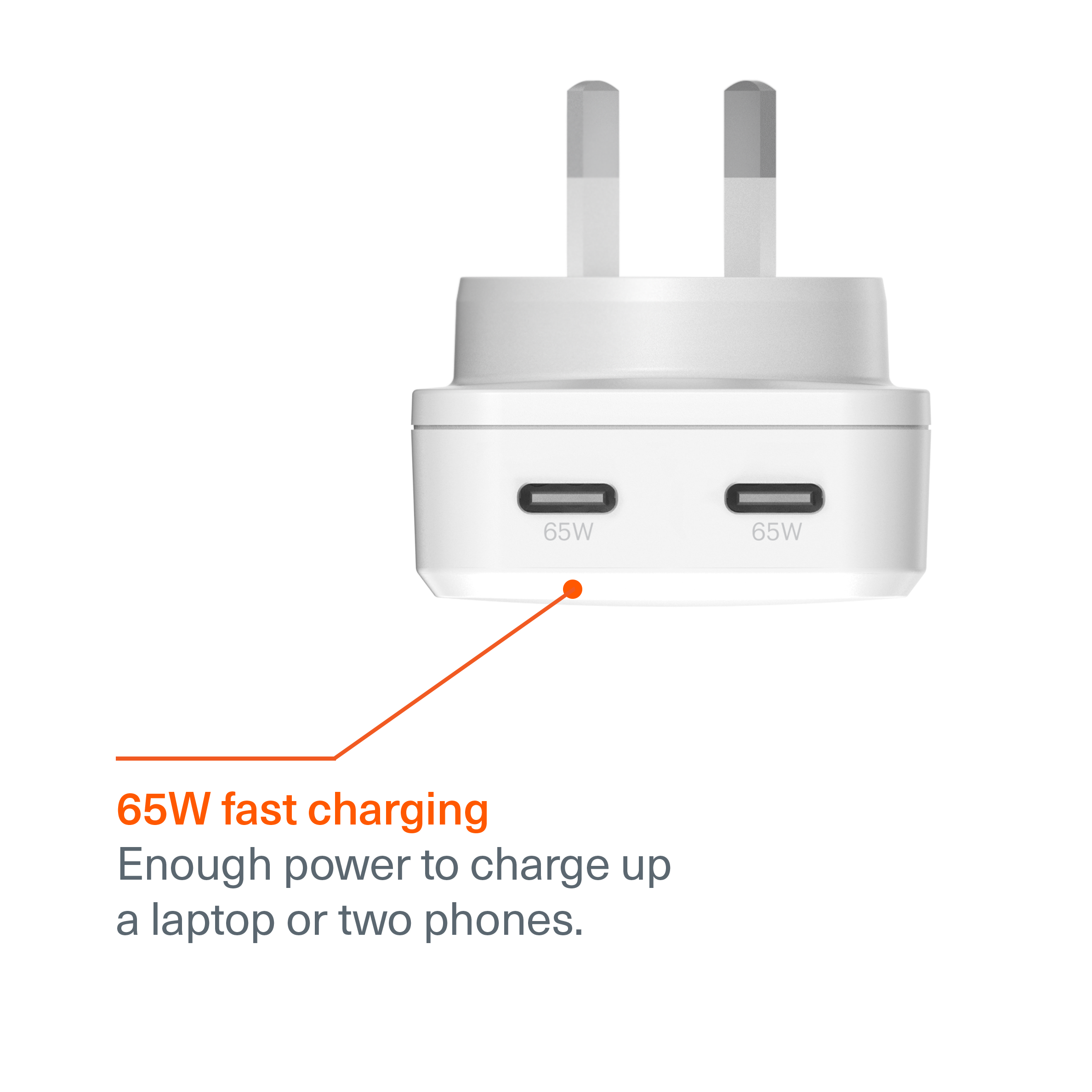 65W Dual USB-C GaN Slim Wall Charger