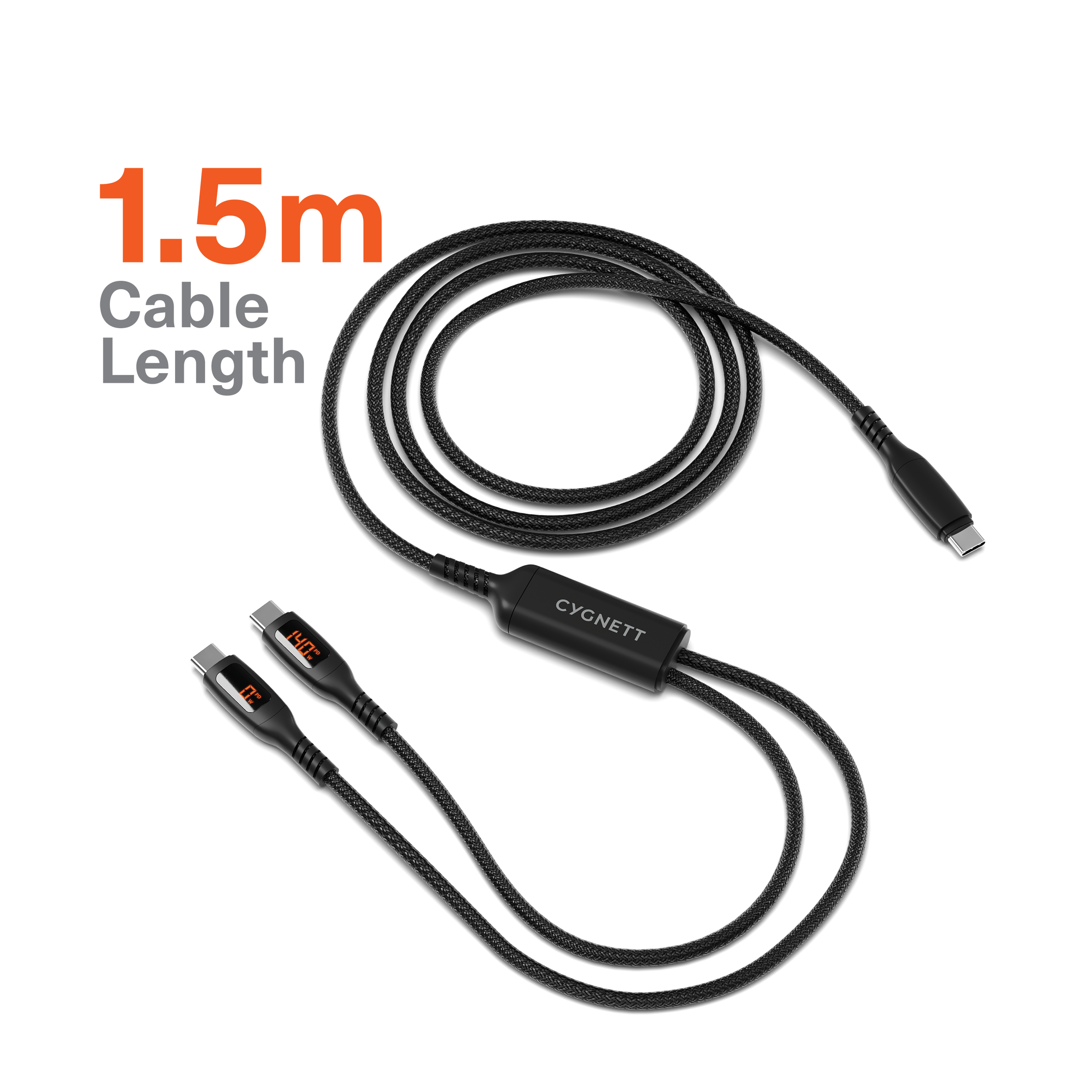 USB-C to Dual USB-C Split LED Cable 140W - Cygnett (AU)