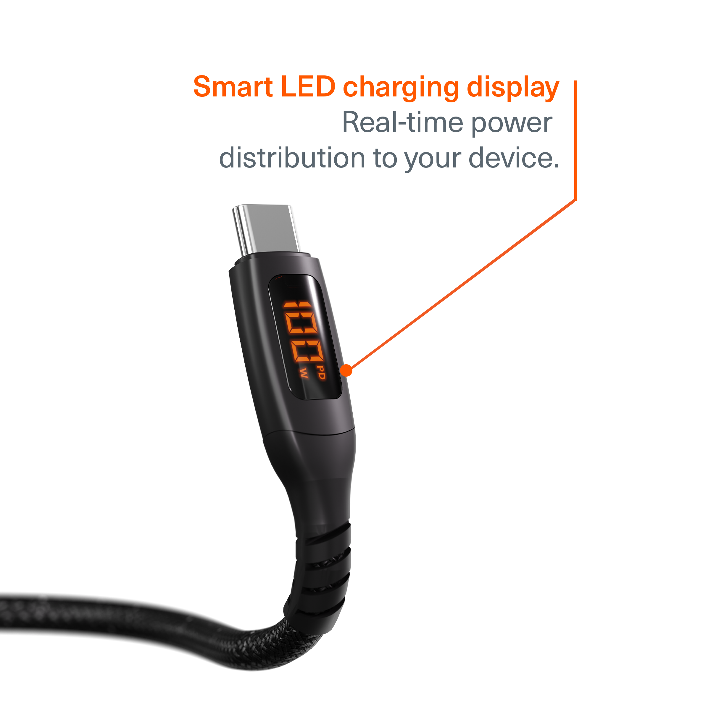 USB-C to USB-C LED Cable 100W - 50cm