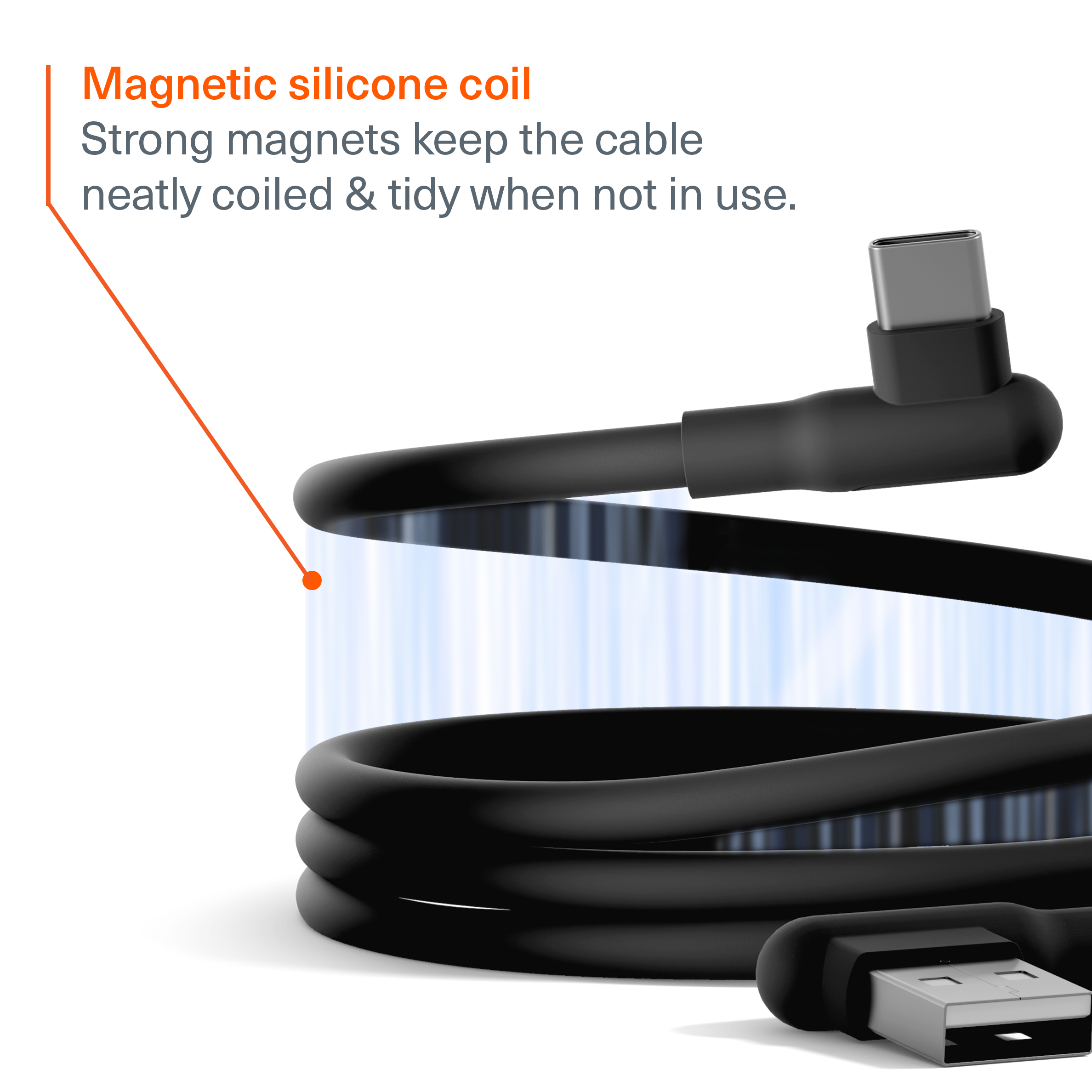 Right Angle USB-C to USB-A Magnetic Cable