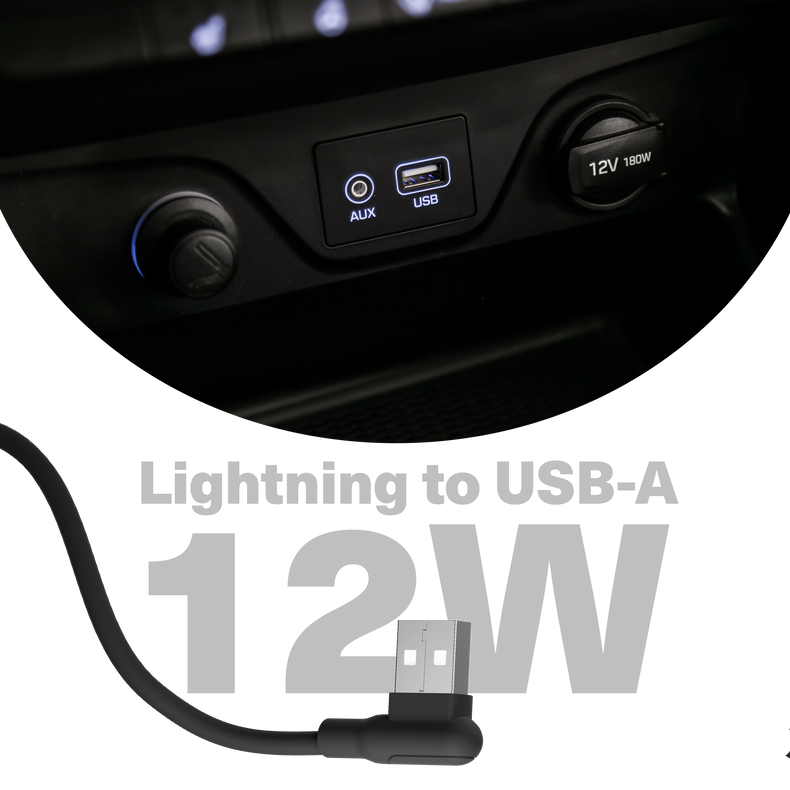 Right Angle Lightning to USB-A Silicone Cable