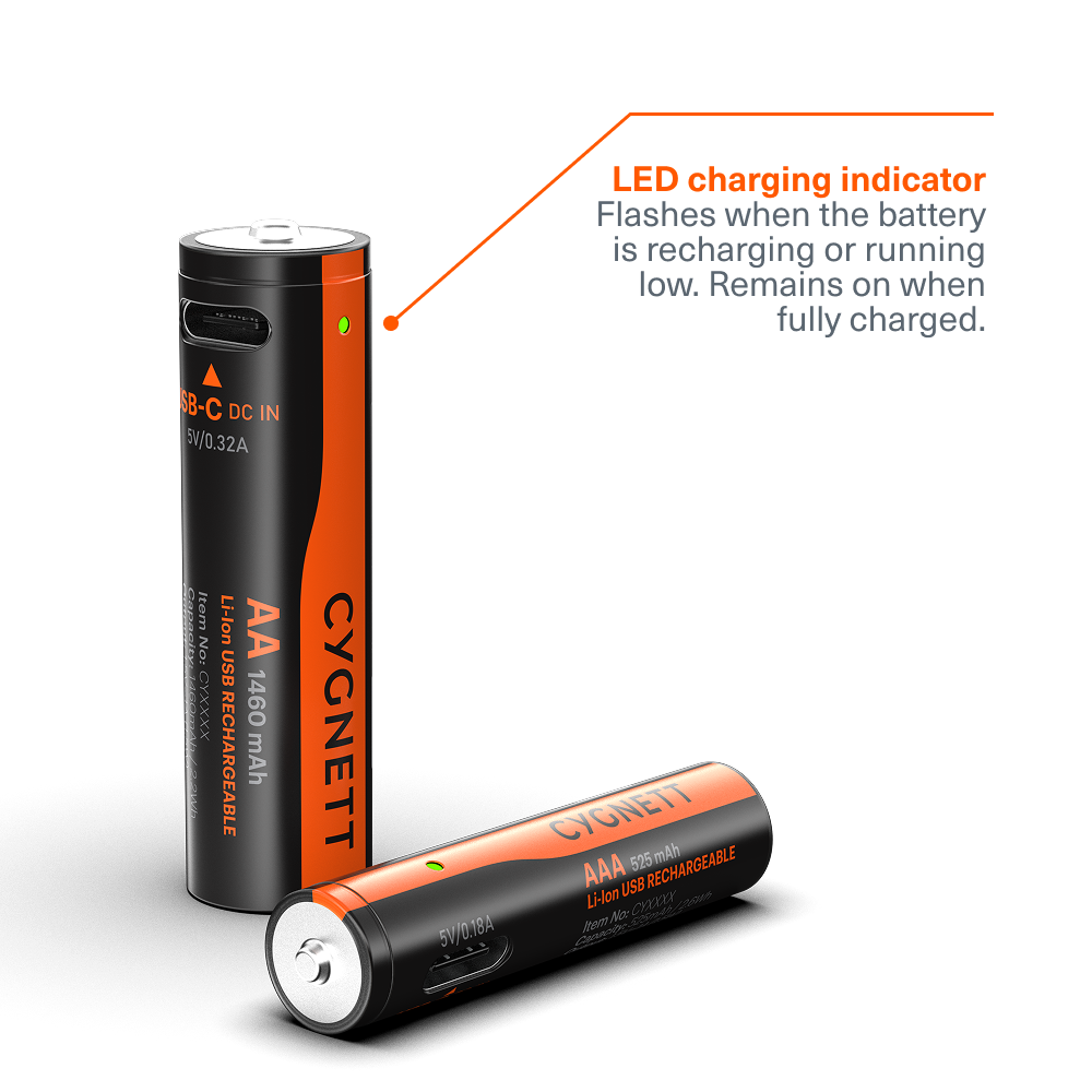 AAA USB-C Rechargeable Li-ion Battery (4 Pack)