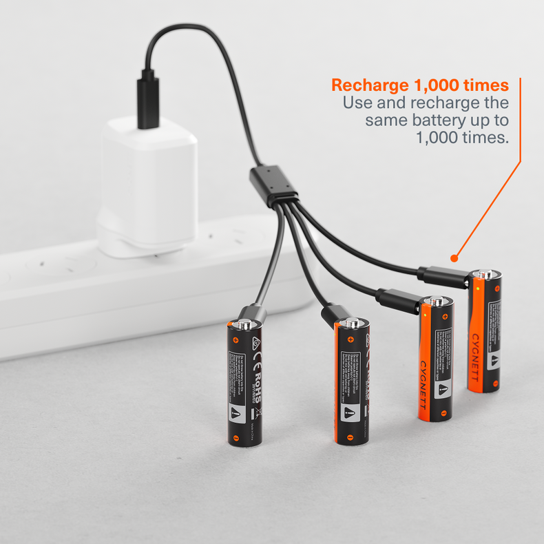 AA USB-C Rechargeable Li-ion Battery (4 Pack)