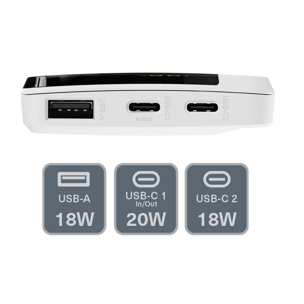 20W Power Bank with USB-C Lanyard Cable 10K