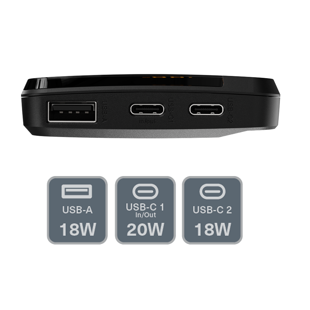 20W Power Bank with USB-C Lanyard Cable 10K