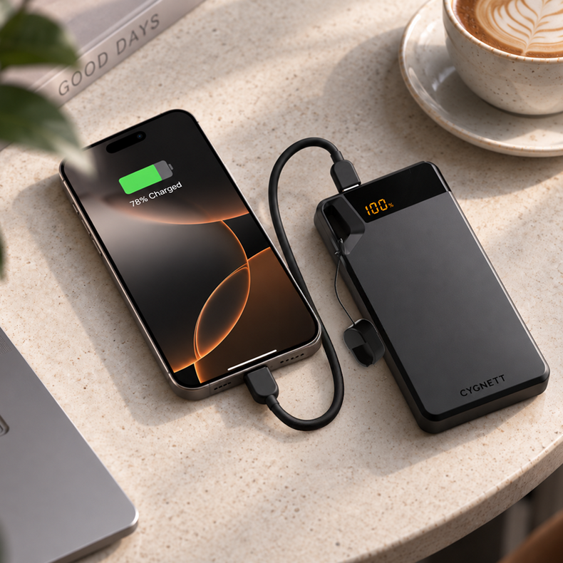 20W Power Bank with USB-C Lanyard Cable 10K