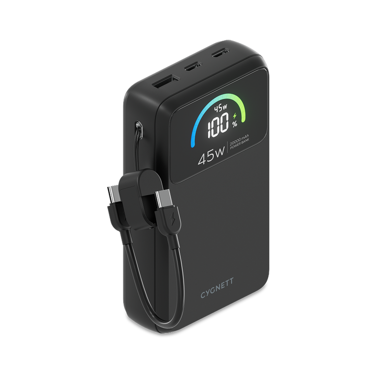 45W FAST Power Bank with USB-C Lanyard Cable 20K