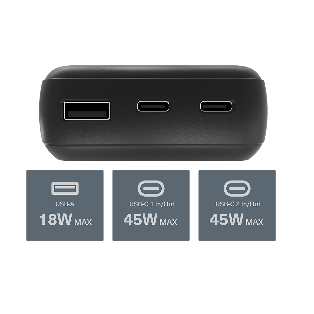 45W FAST Power Bank with USB-C Lanyard Cable 20K
