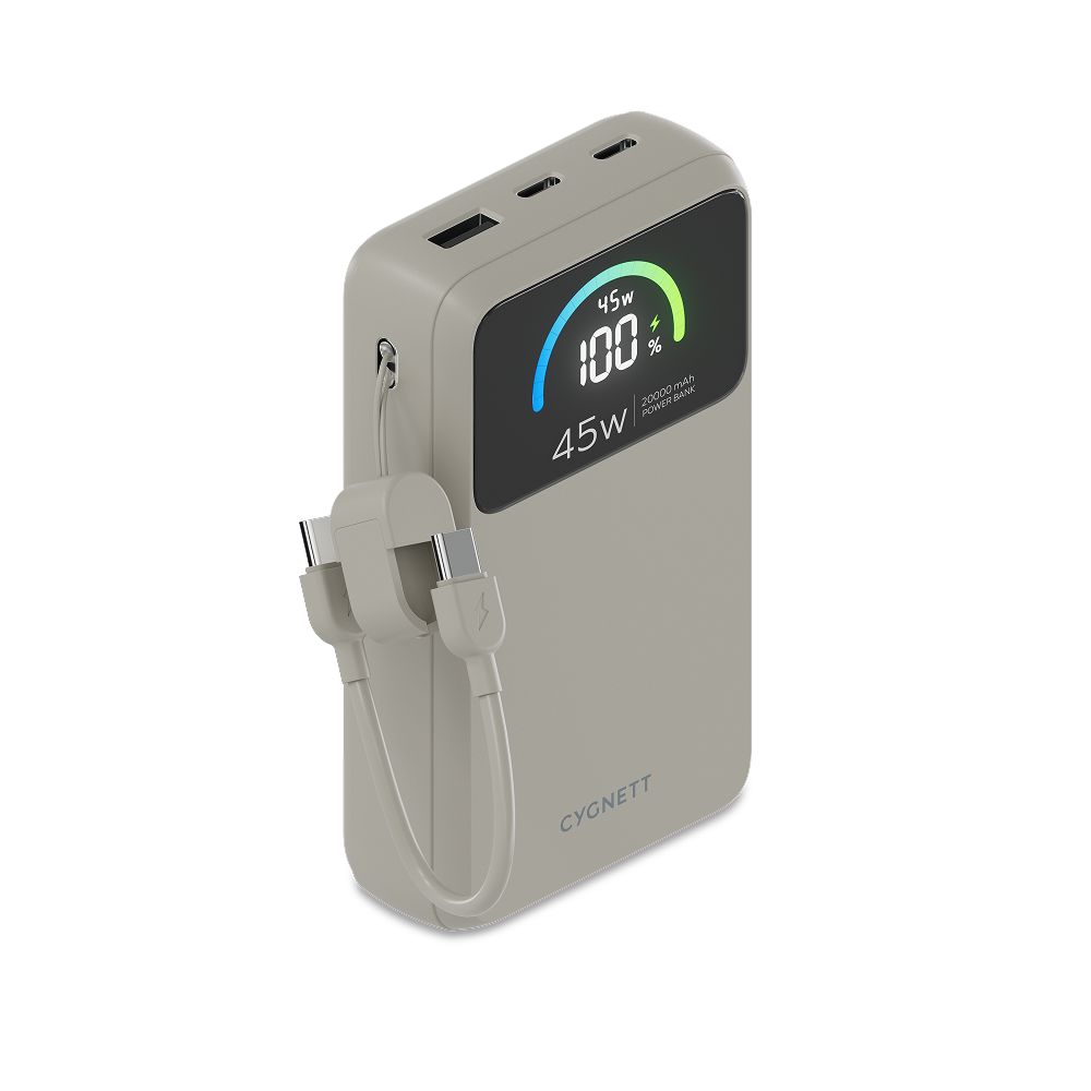 45W FAST Power Bank with USB-C Lanyard Cable 20K