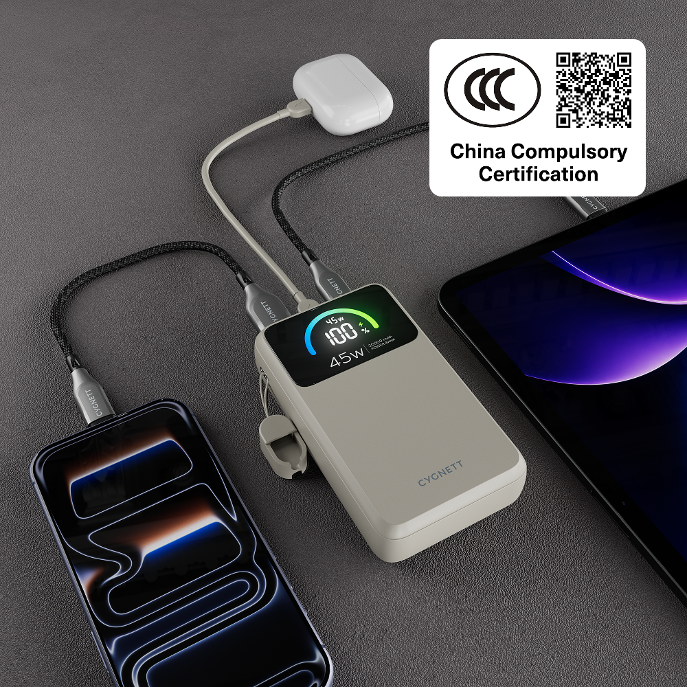 45W FAST Power Bank with USB-C Lanyard Cable 20K