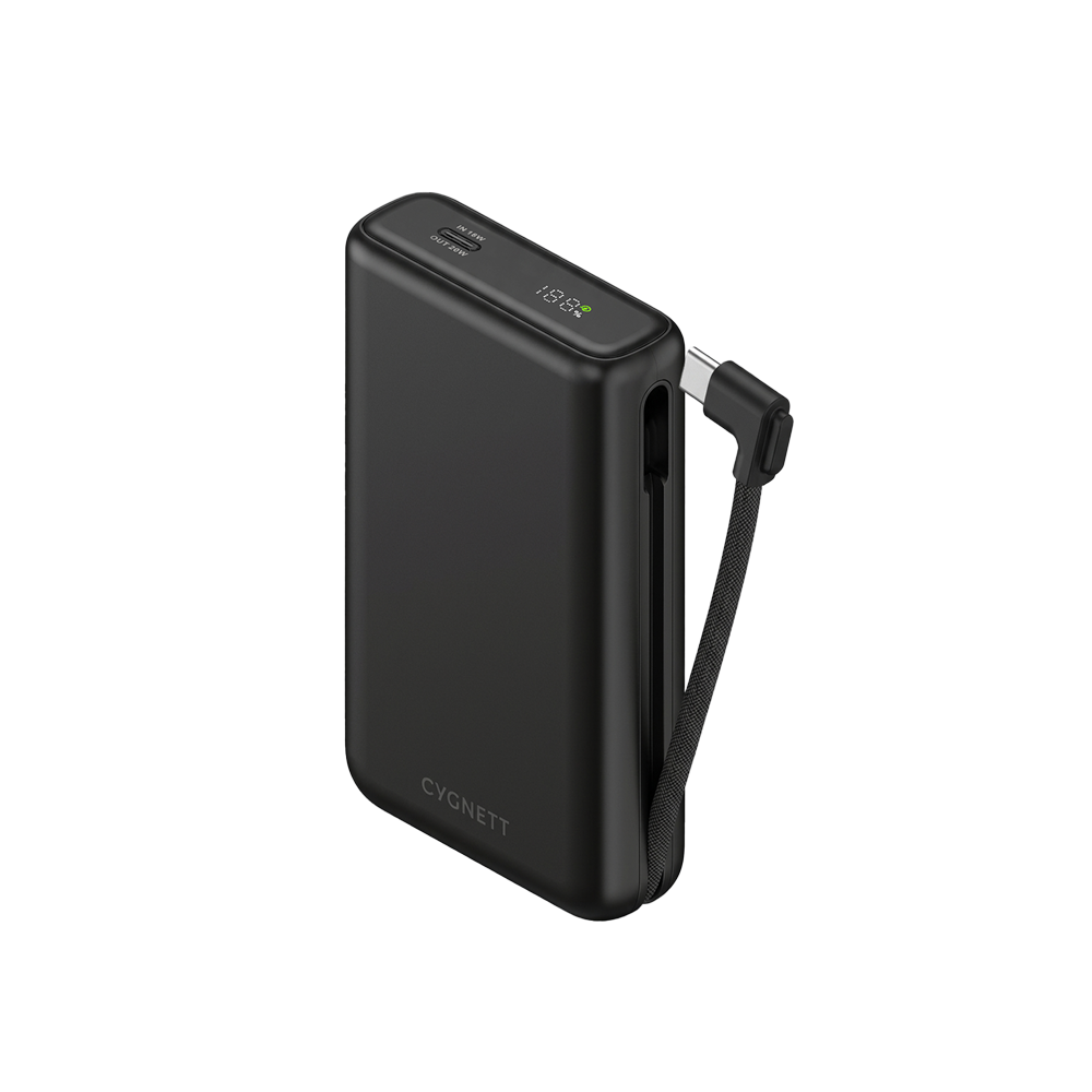 20W Semi-Solid State Power Bank with USB-C Integrated Cable 10K