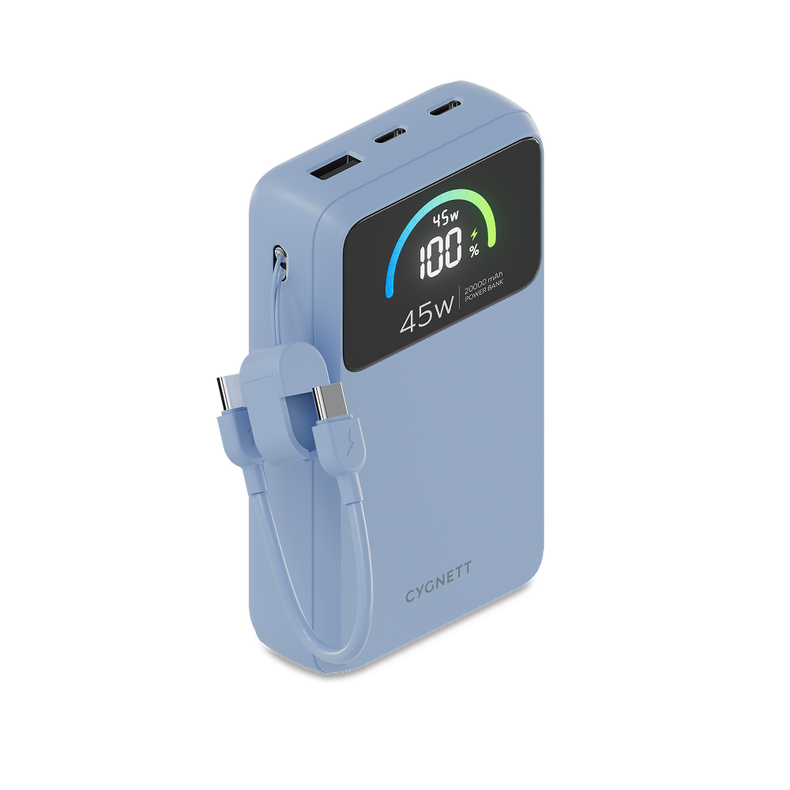 45W FAST Power Bank with USB-C Lanyard Cable 20K