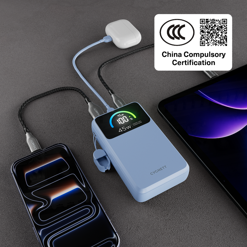 45W FAST Power Bank with USB-C Lanyard Cable 20K