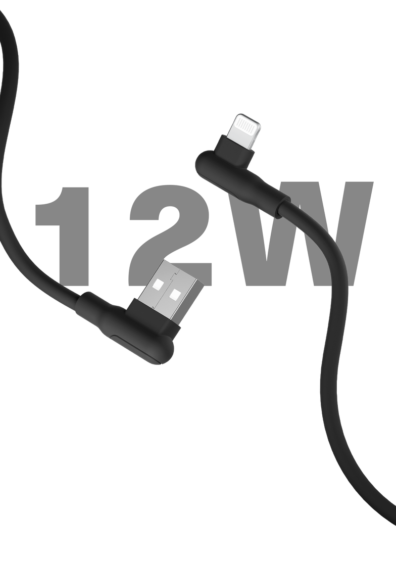 Right Angle Lightning to USB-A Silicone Cable