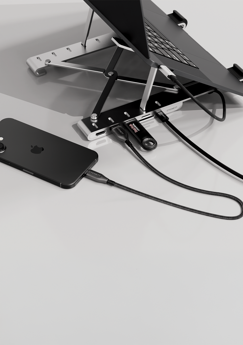 7-in-1 Hub with Folding Laptop Riser (Single HDMI)